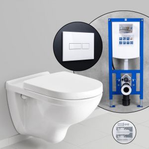 Villeroy & Boch O.novo Pack complet Cuvette suspendue et bâti-support neeos,, 5660HRR1+16601WH#SET,