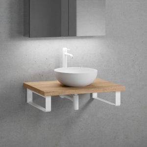 neoro n50 vasque &agrave; poser &Oslash; 45 H : 14 cm, avec plan de toilette en bois massif sans d&eacute;coupe l : 80,5 H : 4 P : 51,5 cm, BN0106WM+BN0402W1+2#BN000004,