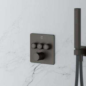 Mariner Eden edge Mitigeur thermostatique pour 3 sorties, carr&eacute;, EDE2903-GM,