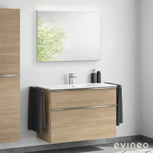 Duravit ME by Starck Vasque avec meuble sous-vasque Evineo ineo4 l : 103 cm avec poignée, avec miroir,, 23361000001+BE0267OA+BEA011MI,