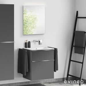 Duravit ME by Starck Vasque avec meuble sous-vasque Evineo ineo4 l : 63 cm avec poignée, avec miroir,, 2336630060+BE0265AN+BEA009MI,