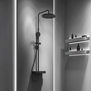 Artiviana Sorpresa PUSH Colonne de douche avec mitigeur thermostatique pour 2 sorties, avec tablette, R0130EA5NE,
