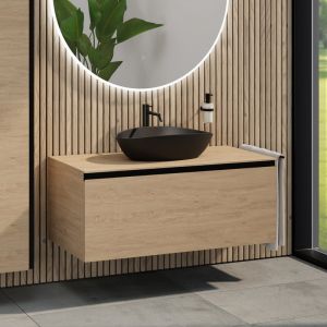 rivea Dia Meuble sous-vasque l: 120 cm, 1 tiroir, vasque l: 60 cm, noir mat, BR0536BM+BR0039SO+BR0004SO,