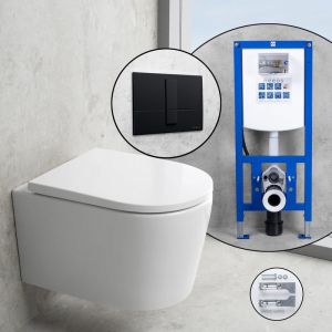 Pack complet WC suspendu neoro n50 avec SilentPowerFlush et bâti-support neeos,, BN0510WH+16791BM#SET,