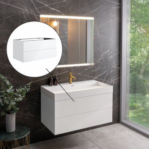 neoro n50 Meuble bas l : 100 cm, avec 2 tiroirs, BN0423WH,