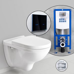 Villeroy & Boch O.novo Pack complet Cuvette suspendue et bâti-support neeos,, 5660HRR1+16746BM#SET,