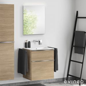 Duravit ME by Starck Vasque avec meuble sous-vasque Evineo ineo4 l : 63 cm avec poignée, avec miroir,, 2336630060+BE0265OA+BEA009MI,