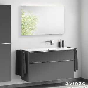 Duravit ME by Starck Vasque avec meuble sous-vasque Evineo ineo4 l : 123 cm avec poignée, avec miroir,, 2336120060+BE0268AN+BEA012MI,