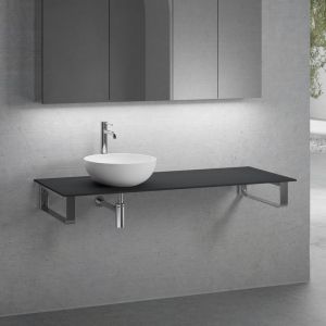 neoro n50 vasque &agrave; poser &Oslash; 40 H : 14 cm, avec plan de toilette sans d&eacute;coupe l : 140,5 H : 1 P : 51,5 cm, BN0064WM+BN0408BM+BN0504BM+2#BN000003+BN000002,