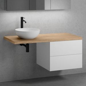 neoro n50 Ensemble de meubles l : 120 cm, meuble bas l : 60 cm, 2 tiroirs, lavabo &Oslash; 45 cm blanc mat,, BN0106WM+BN0421WM+BN0404W1,