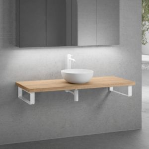 neoro n50 vasque &agrave; poser &Oslash; 45 H : 14 cm, avec plan de toilette en bois massif sans d&eacute;coupe l : 140,5 H : 4 P : 51,5 cm, BN0106WM+BN0408W1+2#BN000004+BN000001,