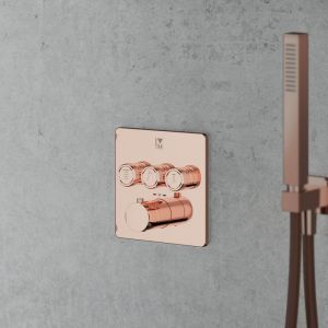 Mariner Eden edge Mitigeur thermostatique pour 3 sorties, carr&eacute;, EDE2903-RG,