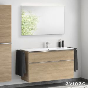 Duravit ME by Starck Vasque avec meuble sous-vasque Evineo ineo4 l : 123 cm avec poignée, avec miroir,, 23361200001+BE0268OA+BEA012MI,
