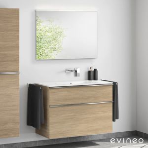 Duravit ME by Starck Vasque avec meuble sous-vasque Evineo ineo4 l : 103 cm avec poignée, avec miroir,, 2336100060+BE0267OA+BEA011MI,