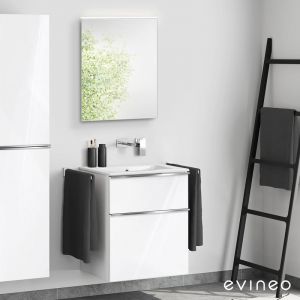 Duravit ME by Starck Vasque avec meuble sous-vasque Evineo ineo4 l : 63 cm avec poignée, avec miroir,, 2336630060+BE0265WH+BEA009MI,