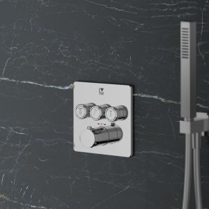 Mariner Eden edge Mitigeur thermostatique pour 3 sorties, carr&eacute;, EDE2903-CR,