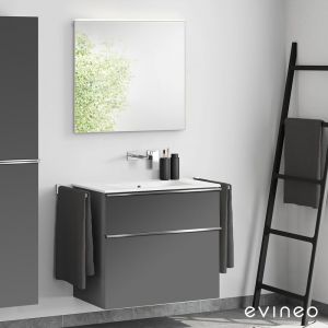Duravit ME by Starck Vasque avec meuble sous-vasque Evineo ineo4 l : 83 cm avec poignée, avec miroir,, 2336833260+BE0266AN+BEA010MI,