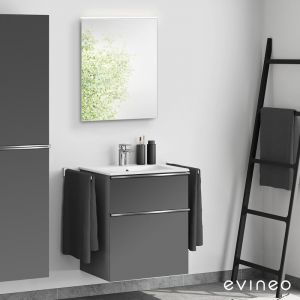 Duravit ME by Starck Vasque avec meuble sous-vasque Evineo ineo4 l : 63 cm avec poignée, avec miroir,, 2336633200+BE0265AN+BEA009MI,