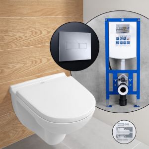 Villeroy & Boch O.novo Compact Pack complet cuvette suspendue et bâti-support neeos,, 5688HRR1+16601CR#SET,