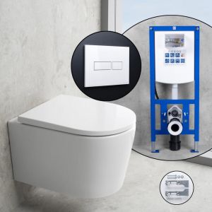 neoro n50 Pack complet WC suspendu SilentPowerFlush et bâti-support neeos,, BN0510WH+16601WH#SET,