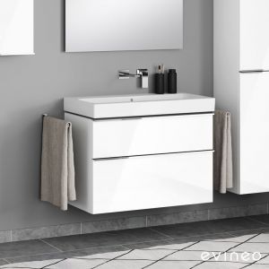Geberit iCon vasque, meuble sous-vasque ineo4 d'evineo l : 90 cm, 2 tiroirs, avec poignée,, 124093600+BE0221WH,