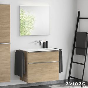 Duravit ME by Starck Vasque avec meuble sous-vasque Evineo ineo4 l : 83 cm avec poignée, avec miroir,, 2336833260+BE0266OA+BEA010MI,