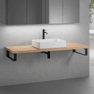 neoro n50 vasque &agrave; poser l : 58 H : 13 P : 37 cm, avec plan de toilette en bois massif sans d&eacute;coupe l : 160,5 H : 4 P : 51,5 cm, BN0065WM+BN0405W1+2#BN000005+BN000002,