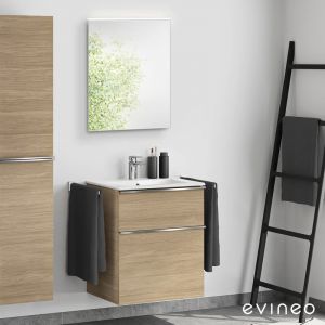 Duravit ME by Starck Vasque avec meuble sous-vasque Evineo ineo4 l : 63 cm avec poignée, avec miroir,, 2336633200+BE0265OA+BEA009MI,