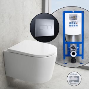 neoro n50 Pack complet WC suspendu SilentPowerFlush et bâti-support neeos,, BN0510WH+16601CR#SET,