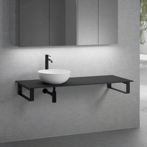 neoro n50 vasque &agrave; poser &Oslash; 45 H : 14 cm, avec plan de toilette sans d&eacute;coupe l : 140,5 H : 1 P : 51,5 cm, BN0106WM+BN0408BM+BN0504BM+2#BN000005+BN000002,