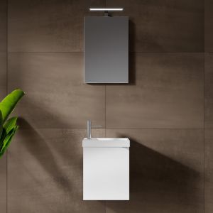 Riho Porto Fountain Lave-mains avec meuble sous-lave-mains et miroir, F014002DP0+W018002005+F014113ALU+204927,