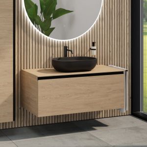 rivea Dia Meuble sous-vasque l: 120 cm, 1 tiroir, vasque l: 60 cm, noir mat, BR0527BM+BR0039SO+BR0004SO,
