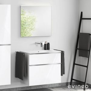 Duravit ME by Starck Vasque avec meuble sous-vasque Evineo ineo4 l : 83 cm avec poignée, avec miroir,, 2336833260+BE0266WH+BEA010MI,