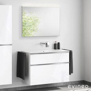 Duravit ME by Starck Vasque avec meuble sous-vasque Evineo ineo4 l : 103 cm avec poignée, avec miroir,, 2336103260+BE0267WH+BEA011MI,