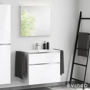 Duravit ME by Starck Vasque avec meuble sous-vasque Evineo ineo4 l : 83 cm avec poignée, avec miroir,, 2336830000+BE0266WH+BEA010MI,