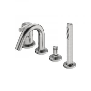 Ritmonio DOT316 Round Mitigeur de baignoire &agrave; 4 trous en acier inoxydable, &agrave; monter sur gorge de baignoire, PR50EG201INOX,