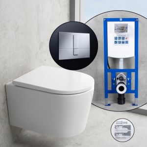 Pack complet WC suspendu neoro n50 avec SilentPowerFlush et bâti-support neeos,, BN0510WH+16791CR#SET,