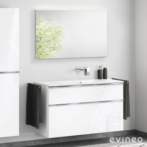 Duravit ME by Starck Vasque avec meuble sous-vasque Evineo ineo4 l : 123 cm avec poignée, avec miroir,, 2336123260+BE0268WH+BEA012MI,