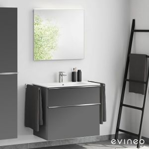 Duravit ME by Starck Vasque avec meuble sous-vasque Evineo ineo4 l : 83 cm avec poignée, avec miroir,, 2336833200+BE0266AN+BEA010MI,