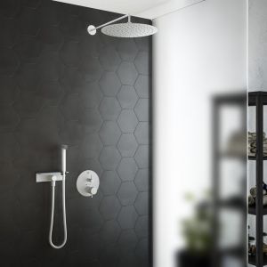 Mariner Eden coaxial Ensemble de douche avec mitigeur thermostatique, douche de t&ecirc;te ronde en acier inoxydable et set de douche m&eacute;tallique avec tablette, WLS3178_EDE1802-BO_03,