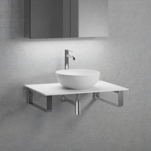 neoro n50 vasque à poser Ø 45 H : 14 cm, avec plan de toilette sans découpe l : 80,5 H : 1 P : 51,5 cm, BN0106WM+BN0402WH+BN0501WM+2#BN000003,