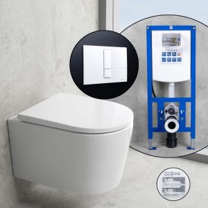 Pack complet WC suspendu neoro n50 avec SilentPowerFlush et bâti-support neeos,, BN0510WH+16791WH#SET,