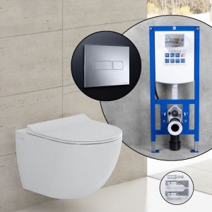 VitrA Sento Pack complet cuvette suspendue et b&acirc;ti-support neeos,, 7748B403-0075+16601CR#SET,