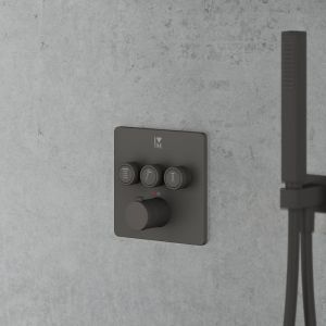 Mariner Eden edge Mitigeur thermostatique pour 3 sorties, carr&eacute;, EDE2903-GR,