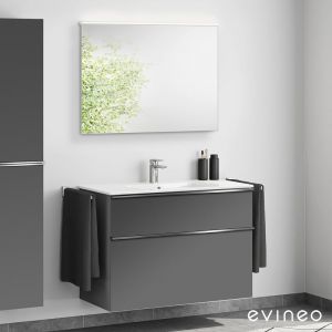 Duravit ME by Starck Vasque avec meuble sous-vasque Evineo ineo4 l : 103 cm avec poignée, avec miroir,, 2336100000+BE0267AN+BEA011MI,