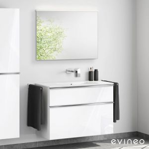 Duravit ME by Starck Vasque avec meuble sous-vasque Evineo ineo4 l : 103 cm avec poignée, avec miroir,, 2336100060+BE0267WH+BEA011MI,