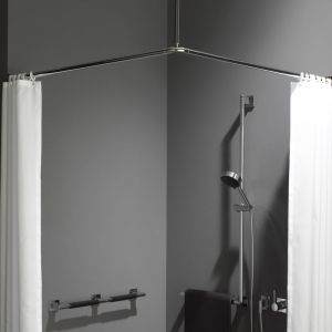Emco System2 Tringle de rideau de douche, avec fixation au plafond, 358700122,