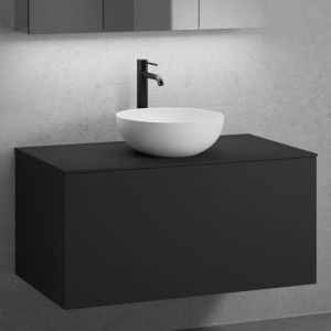 neoro n50 Meuble bas l : 100 cm, 1 tiroir, lavabo &Oslash; 45 cm blanc mat,, BN0106WM+BN0433BM+BN0403BM,