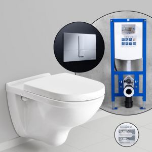 Villeroy & Boch O.novo Pack complet Cuvette suspendue et bâti-support neeos,, 5660HRR1+16791CR#SET,