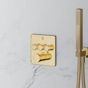 Mariner Eden edge Mitigeur thermostatique pour 3 sorties, carr&eacute;, EDE2903-OR,